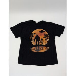 Bigfoot‎ Alien UFO Full Moon Graphic T Shirt XL Black Men's Sci Fi Casual